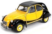 Modelauto Citroen 2CV geel/zwart 16 x 6 x 6 cm - Schaal 1:24 - Speelgoedauto - Miniatuurauto