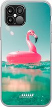 iPhone 12 Pro Max Hoesje Transparant TPU Case - Flamingo Floaty #ffffff