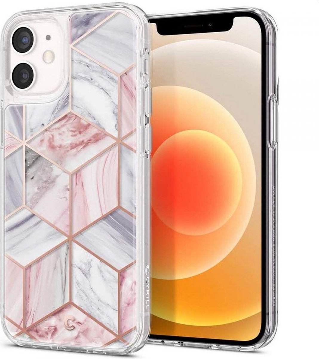Spigen Cyrill Cecile TPU met Air Cushion marmer hoesje voor iPhone 12 mini - roze