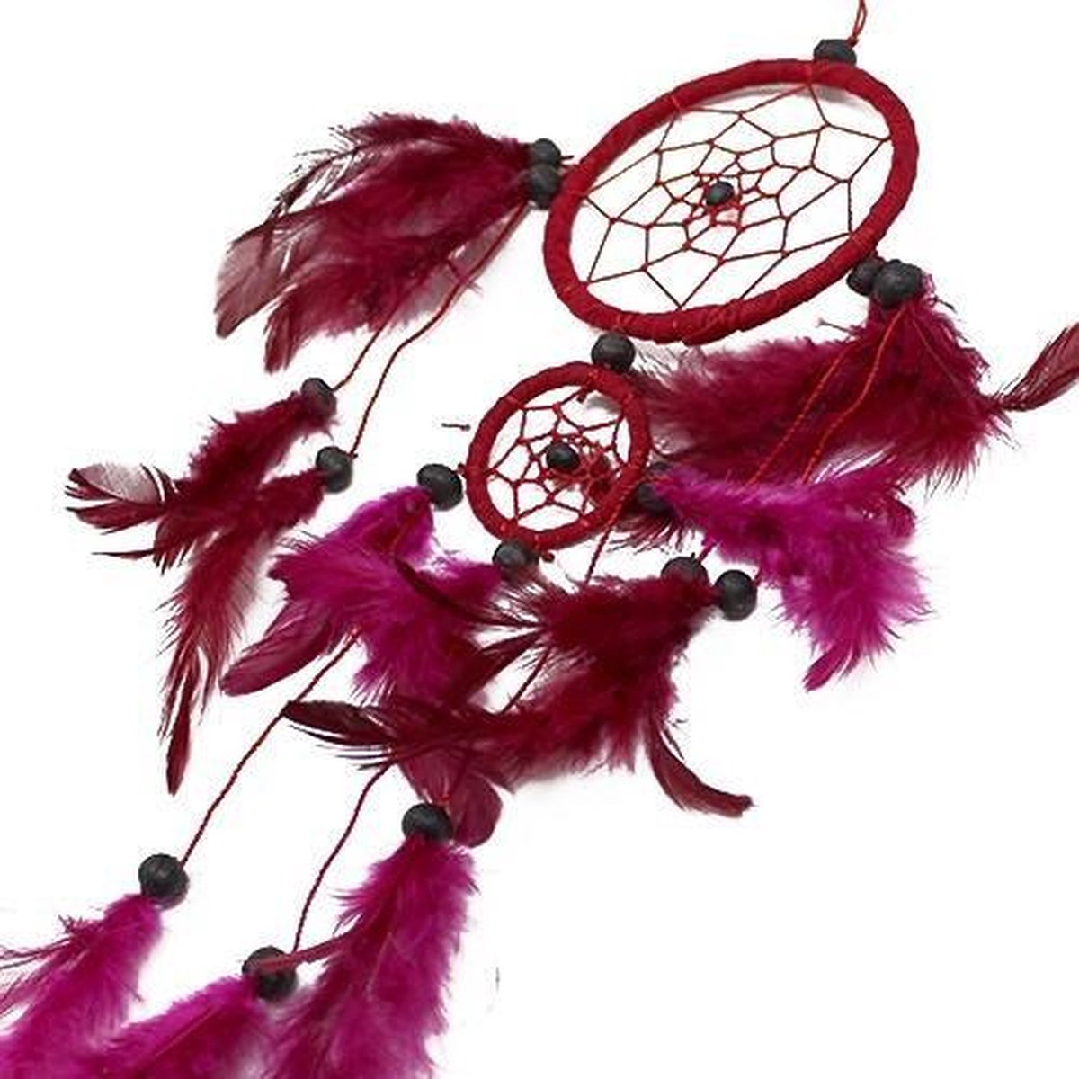 3 x Bali Dreamcatcher - Middelgroot Rond - Zwart/Wit/Rood