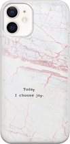 iPhone 12 hoesje siliconen - Today I choose joy - Soft Case Telefoonhoesje - Tekst - Transparant, Grijs