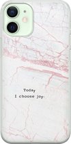 iPhone 12 mini hoesje siliconen - Today I choose joy - Soft Case Telefoonhoesje - Tekst - Transparant, Grijs