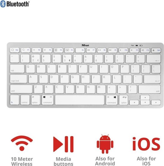 Belgique : clavier universel sans fil Bluetooth AZERTY BELGIAN, blanc,  marque i12Cover | bol