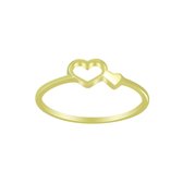 Ringen dames | Gold plated ring, twee hartjes