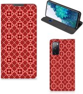 Stand Case Geschikt voor Samsung Galaxy S20 FE Smartphone Hoesje Batik Red