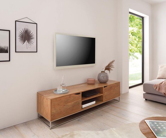 Reflectie Oneerlijk platform Tv-meubel Loca acacia natuur 160x40x40 cm massief | bol.com