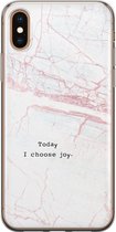 iPhone X/XS hoesje siliconen - Today I choose joy - Soft Case Telefoonhoesje - Tekst - Transparant, Grijs