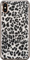 iPhone X/XS hoesje siliconen - Luipaard grijs - Soft Case Telefoonhoesje - Luipaardprint - Transparant, Grijs