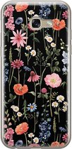 Samsung Galaxy A5 2017 hoesje siliconen - Dark flowers - Soft Case Telefoonhoesje - Bloemen - Zwart