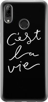 Huawei P Smart 2019 hoesje - C'est la vie - Soft Case Telefoonhoesje - Tekst - Grijs