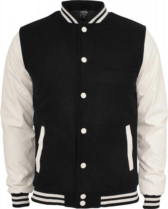 Urban Classics - Oldschool College jacket - M - Zwart/Wit