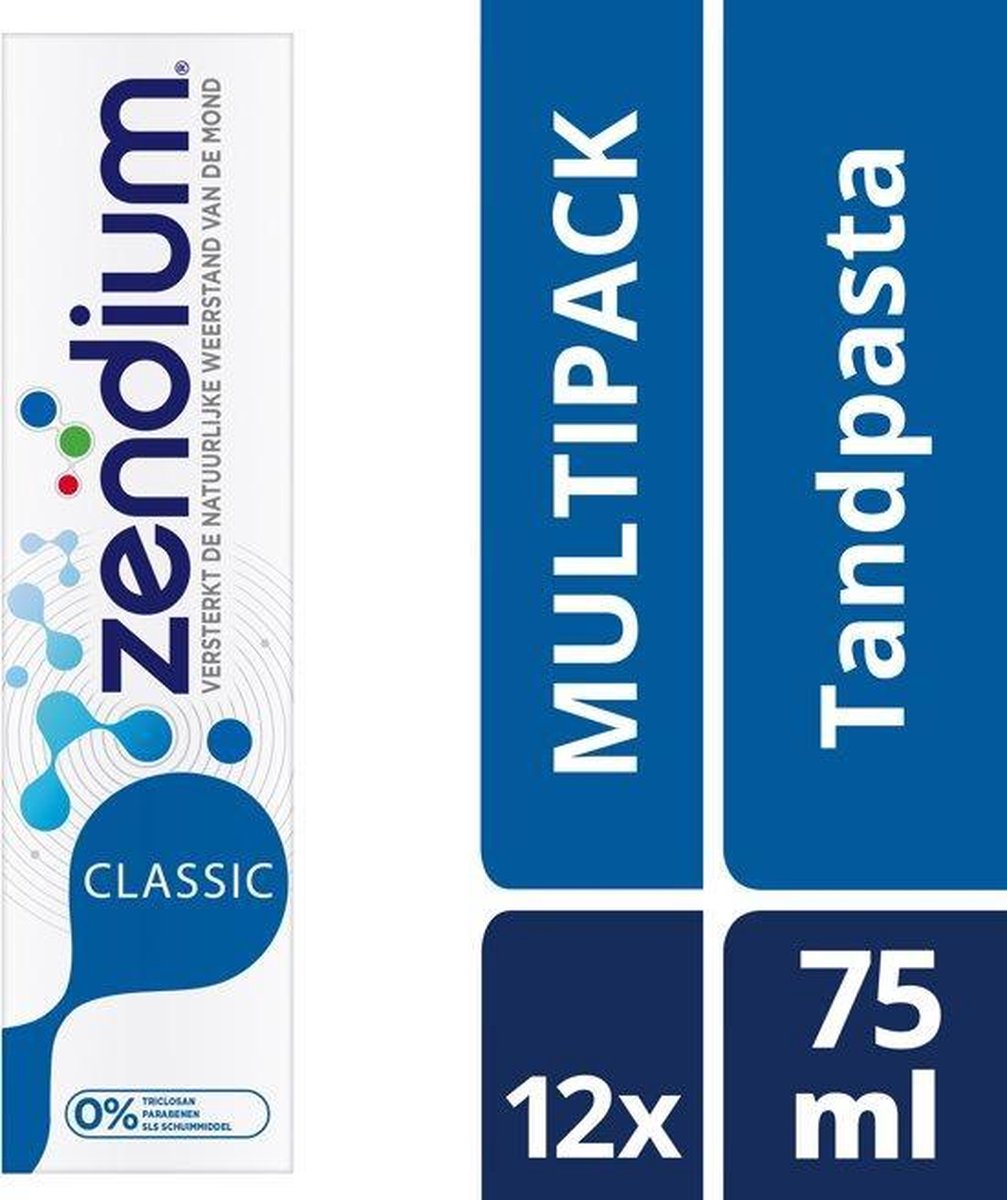 Zendium Tandpasta Classic 12 x 75 ml Voordeelverpakking