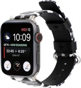 Leopard lederen bandje Wit-Grijs met klassieke gesp voor Apple Watch 42mm - 44mm horlogeband voor Iwatch Series 1|2|3|4|5|6 Watchbands-shop.nl