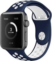 watchbands-shop.nl bandje - bandje geschikt voor Apple Watch Series 1/2/3 (38mm) - Blauw/Wit - M/L