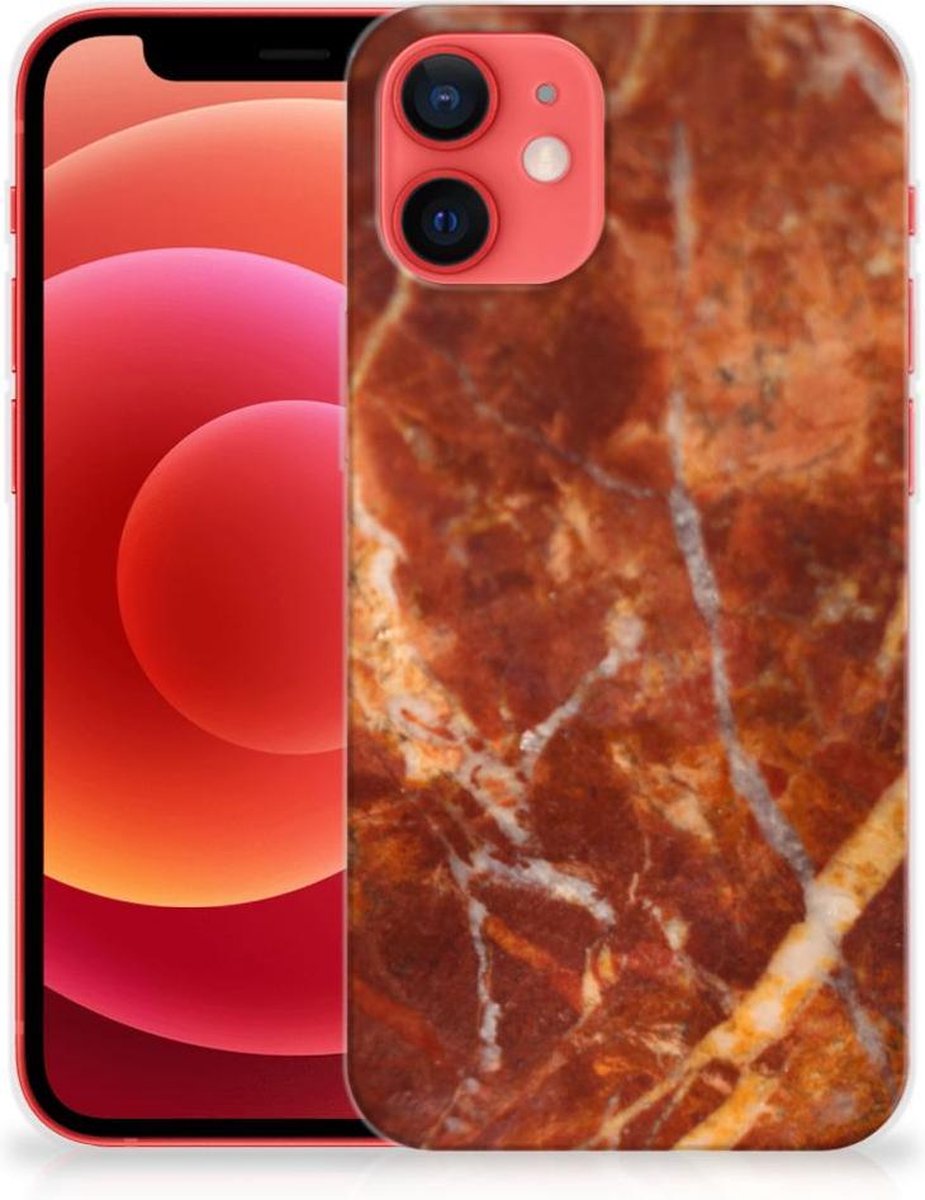 iPhone 12 Mini TPU Siliconen Hoesje Marmer Bruin