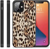 Telefoonhoesje iPhone 12 Mini TPU Silicone Hoesje met Zwarte rand Leopard