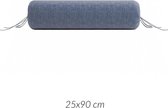 2x Luxe Linenlook Nekrolkussenslopen Blauw | 25x90 | Fijn Geweven | Zacht En Ademend