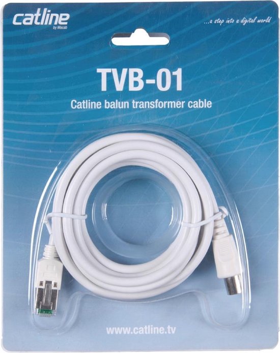 Câble TV coaxial et Ethernet mâle/mâle RJ45 - 2 m - blanc