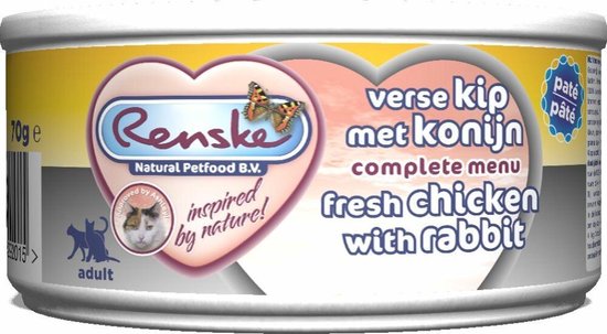 Renske Kat Adult Verse 70 G – Kattenvoer Paté – Tonijn – 12X