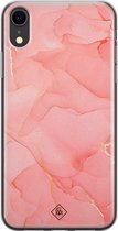 iPhone XR hoesje siliconen - Marmer roze | Apple iPhone XR case | TPU backcover transparant