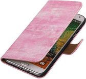 Wicked Narwal | Lizard bookstyle / book case/ wallet case Hoes voor Samsung Galaxy E7 Roze