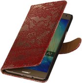 Wicked Narwal | Lace bookstyle / book case/ wallet case Hoes voor Samsung galaxy a7 2015Rood