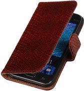 Wicked Narwal | Snake bookstyle / book case/ wallet case Hoes voor Samsung galaxy j1 2015 J100F Rood