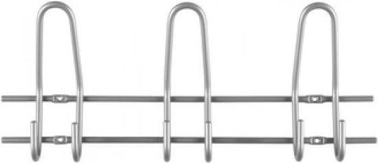 1x Patères de Luxe / patères argent avec 3x double crochet étroit - métal de haute qualité - 16,5 x 39 cm - porte-manteaux muraux / crochets de penderie / porte-manteaux de porte