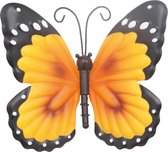 Wanddecoratie - 3D metaal vlinder oranje - 3D art - voor huis en tuin