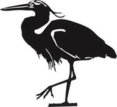 Tuinbeeld - Metaal - Silhouette reiger - 45 cm hoog - met steunplaat - voor huis en tuin