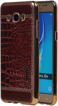 Wicked Narwal | M-Cases Croco Design backcover hoes voor Samsung Galaxy J5 2016 Rood