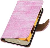 Wicked Narwal | Lizard bookstyle / book case/ wallet case Hoes voor Samsung Galaxy A3 2017 A320F Roze