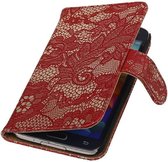 Wicked Narwal | Lace bookstyle / book case/ wallet case Hoes voor Samsung Galaxy Note 3 N9000 Rood