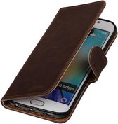 Wicked Narwal | Premium TPU PU Leder bookstyle / book case/ wallet case voor Samsung Galaxy S6 Edge Mocca