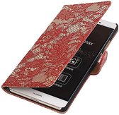 Wicked Narwal | Lace bookstyle / book case/ wallet case Hoes voor Huawei P8 Max Rood