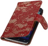 Wicked Narwal | Lace bookstyle / book case/ wallet case Hoes voor Samsung Galaxy S5 mini G800F Rood