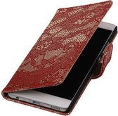 Wicked Narwal | Lace bookstyle / book case/ wallet case Hoes voor Huawei P9 Rood