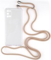 Shop4 - Oppo A92 Hoesje - Zachte Back Case met Koord Beige