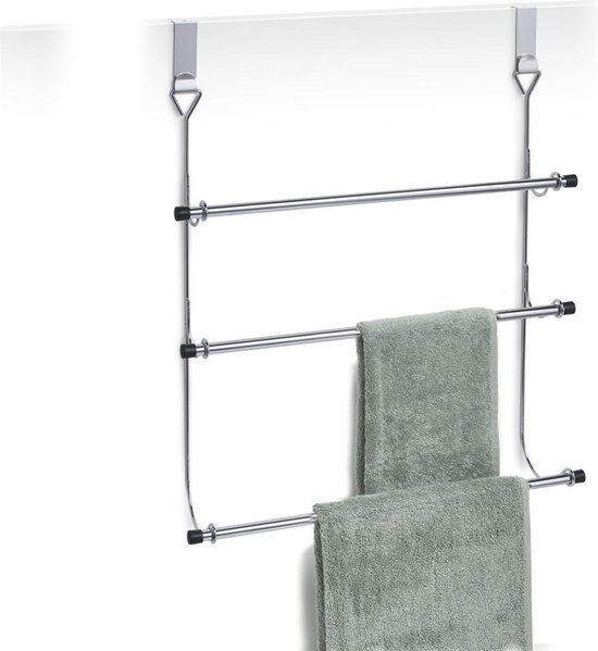 Zeller Present Handdoekenrek aan deur - Zilver - Ophangen zonder boren |  bol.com