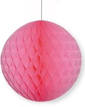 1x Papieren kerstballen roze 10 cm Kerstversiering - Kerstboomversiering - Kerstballen van papier