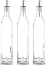 4x Glazen azijn/olie flessen met schenktuit 500 ml - Zeller - Keuken/kookbenodigdheden - Tafel dekken - Azijnflessen - Olieflessen - Doseerflessen van glas