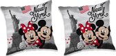 Set van 2x stuks Disney Mickey en Minnie Mouse sierkussen/bankkussens 40 x 40 cm - Cartoon - Woonkamer/kinderkamer accessoires woondecoraties
