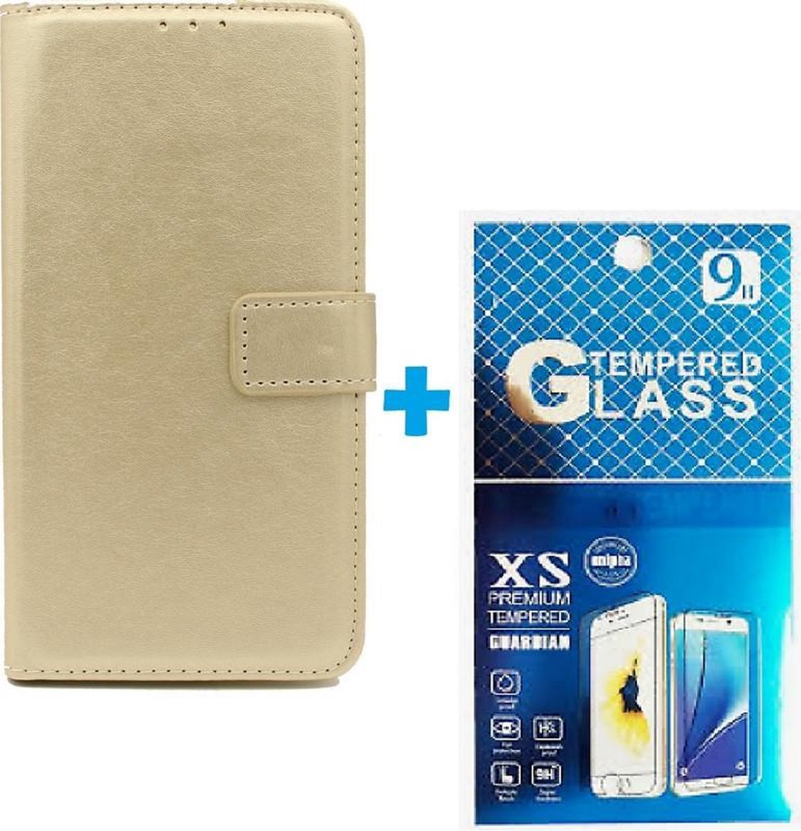 Portemonnee Book Case Hoesje + 2x Screenprotector Glas Geschikt voor: Nokia 5.3 - Goud