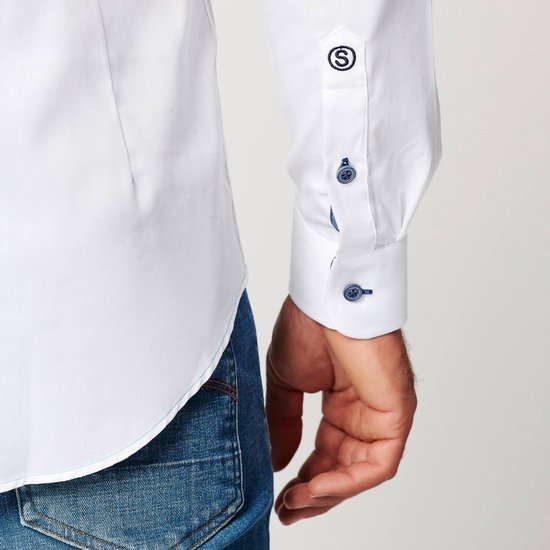 SKOT Fashion Sustainable Shirt Men Circular White Contrast - Wit - Taille S