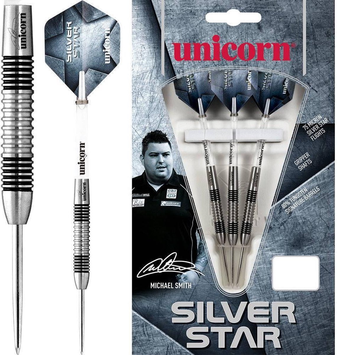 Unicorn Silverstar Michael Smith 80% - Dartpijlen - 26 Gram
