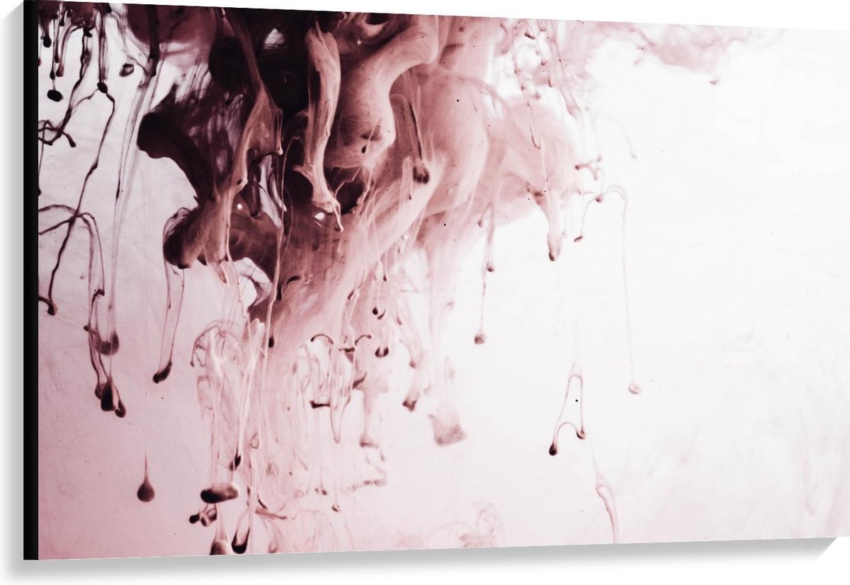 Canvas - Paars/Rode Verf in Water - 120x80cm Foto op Canvas Schilderij (Wanddecoratie op Canvas)