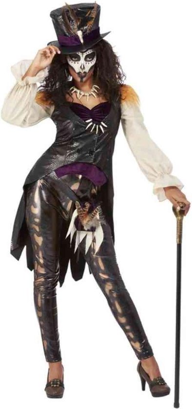 Smiffy's - Heks & Spider Lady & Voodoo & Duistere Religie Kostuum - Voodoo Circusdame - Vrouw - Paars, Zwart - Small - Halloween - Verkleedkleding