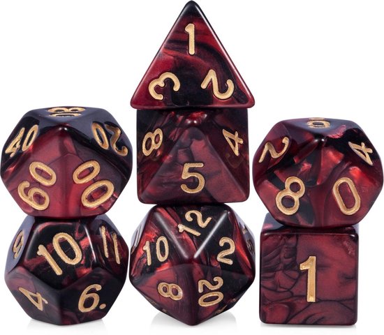 Thumbnail van een extra afbeelding van het spel 6 D&D dice sets - Inclusief velvet bewaarzakjes - 42 stuks - Multicolor