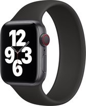 Sport solo loop band - zwart - Geschikt voor Apple Watch  - 42 en 44mm - maat M - iwatch - Horlogeband Armband Polsband