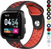 Bandje Voor Fitbit Versa Dubbel Sport Band - Zwart Rood - Maat: SM - Horlogebandje, Armband